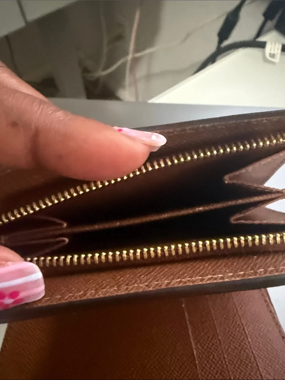 100% Authentic Louis Vuitton Monogram Small Wallet with Gold Hardware